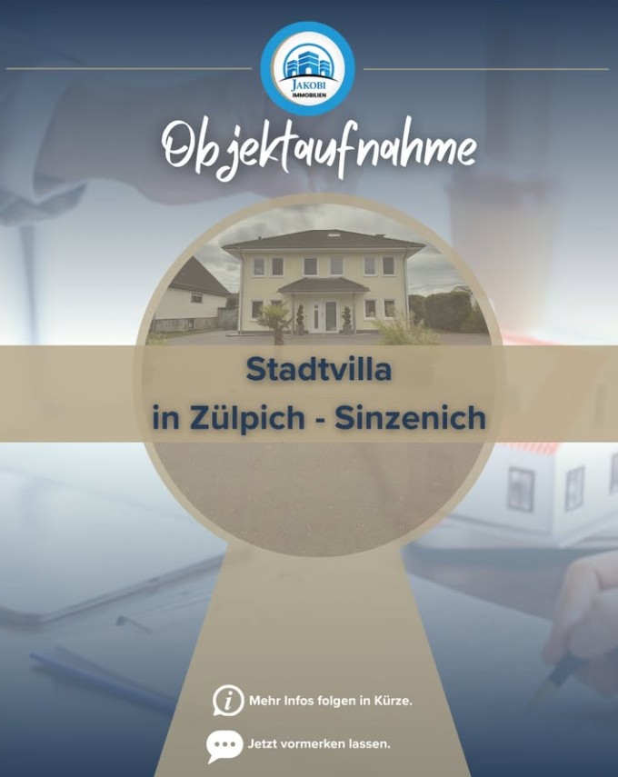 Objektaufnahme einer Stadtvilla in Zülpich-Sinzenich durch Jakobi Immobilien mit Hausansicht im Fokus.