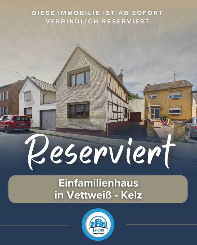 Reserviertes Einfamilienhaus in Vettweiß-Kelz von Jakobi Immobilien mit Außenansicht des Hauses.