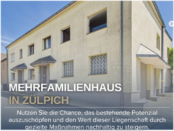 Neu im Verkauf: Mehrfamilienhaus in Zülpich von Jakobi Immobilien mit Außenansicht des Gebäudes.