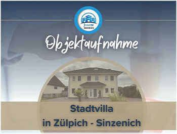 Objektaufnahme einer Stadtvilla in Zülpich-Sinzenich durch Jakobi Immobilien mit Hausansicht im Fokus.