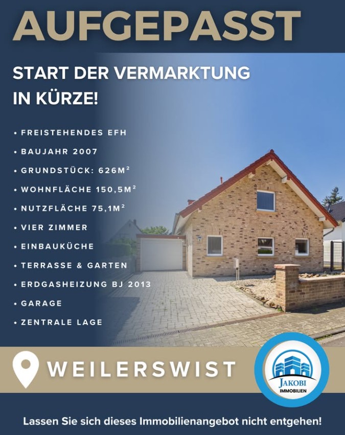 Bild zum Blogbeitrag: Aufgepasst – Weilerswist Einfamilienhaus von Jakobi Immobilien