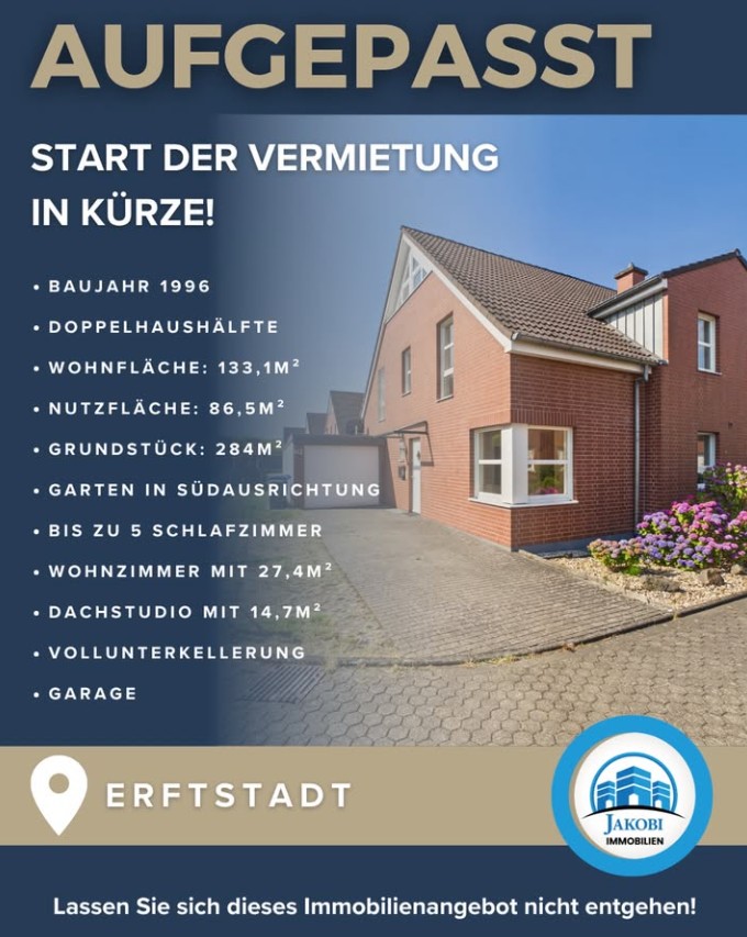 Bild für Blogbeitrag Aufgepasst – Erftstadt Doppelhaushälfte von Jakobi Immobilien