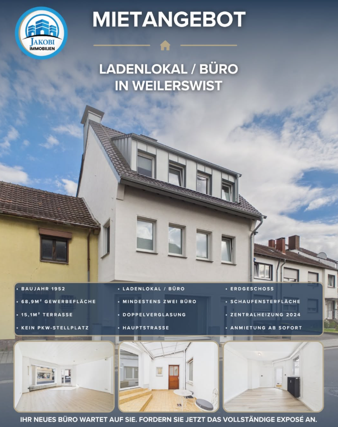 Mietangebot Ladenlokal/Büro in Weilerswist – Jakobi Immobilien
