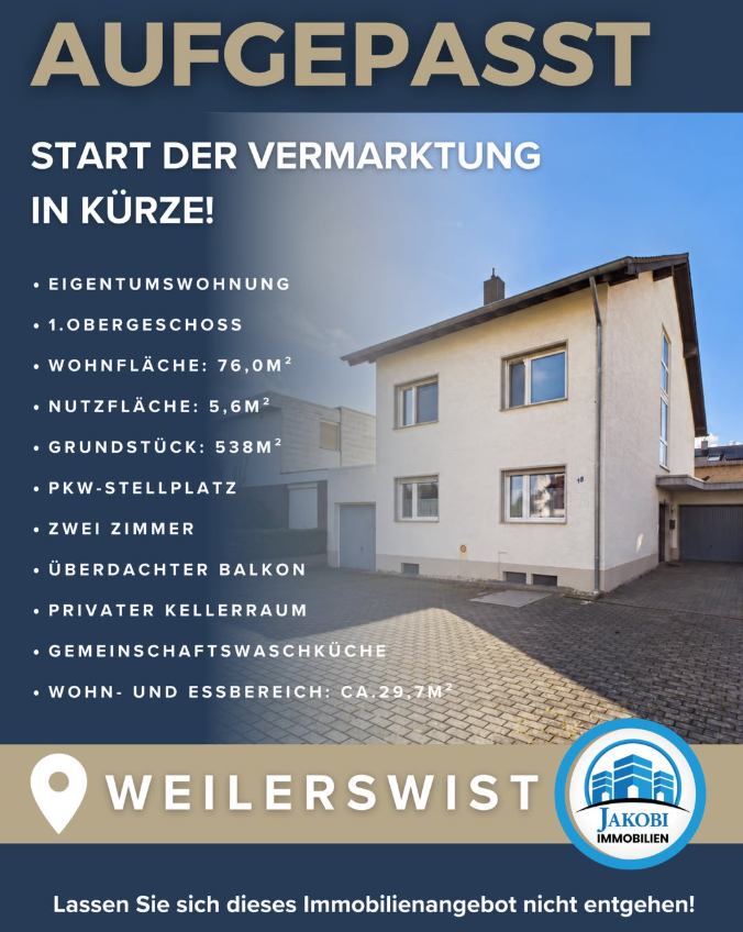 Eigentumswohnung im 1. Obergeschoss in Weilerswist – Jakobi Immobilien